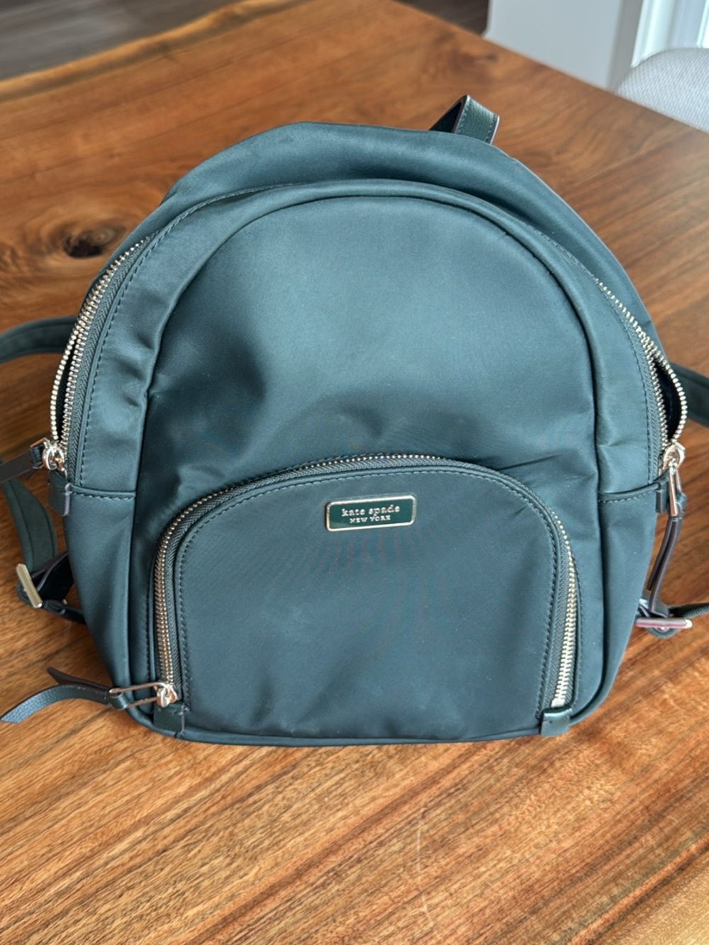 kate spade black nylon backpack with gold hardware